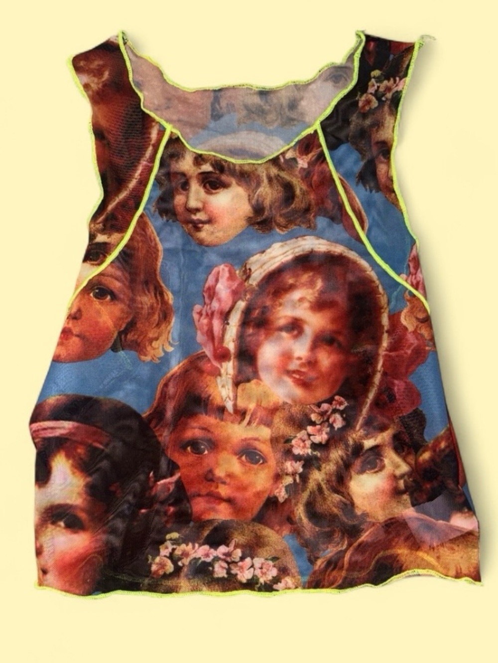 SHEIN Mesh Tank Top Sheer Fairy Grunge Cherub Graphic Crop - Size 6